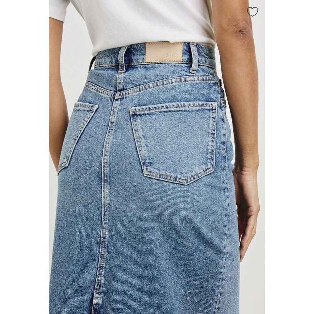 Yellowstone Beth Dutton Rails Light Blue Denim Midi Skirt - Picture 2 of 9